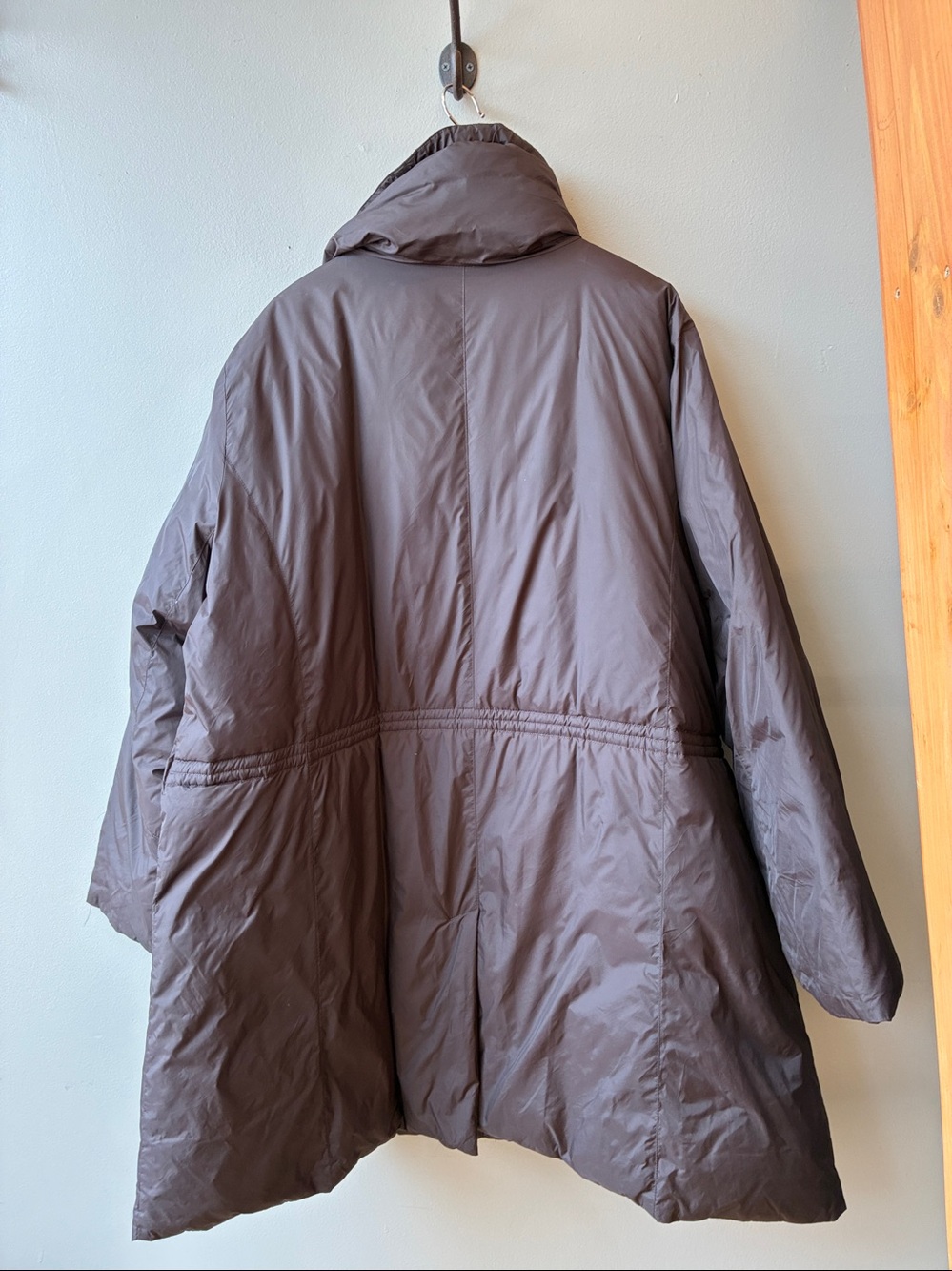 Eileen Fisher Down Parka Dark Brown Oversized Collar Puffer Coat, 3X - Picture 3 of 5